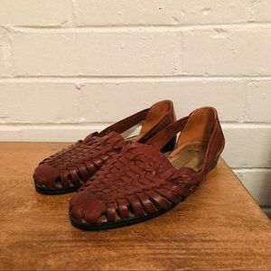 Vintage Dark Brown Woven Sandals